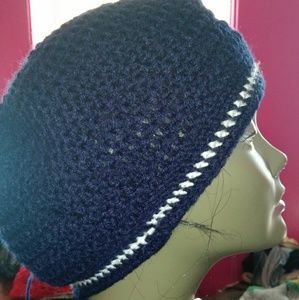 Navy Blue Beanie with matching choker necklaces